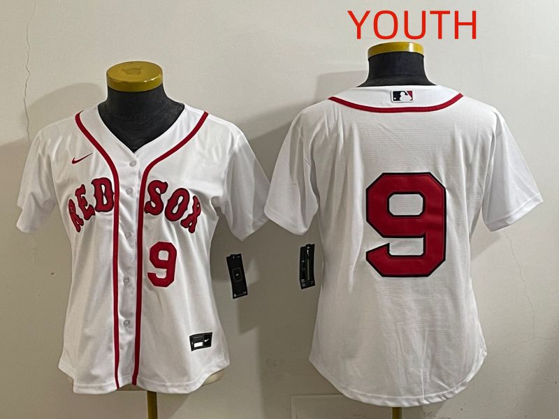 Youth Boston Red Sox 9 No Name White Game 2025 Nike MLB Jersey style 2